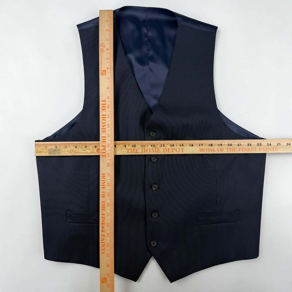 Ralph Lauren 3 Piece Suit Mens 48L Navy Pinstripe Wool Jacket Vest Pants 40W - Picture 6 of 9
